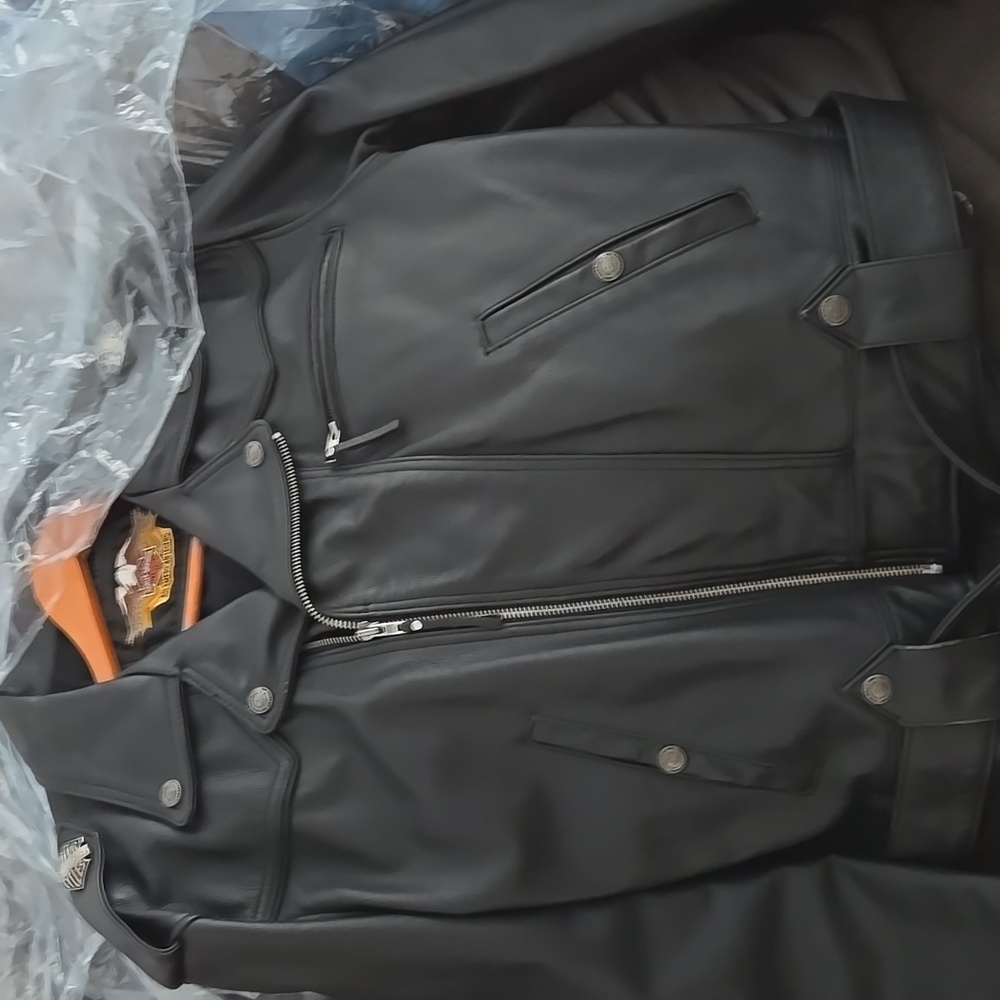 Harley-Davidson Black Leather Jacket with Fringe - Picture 8 of 9